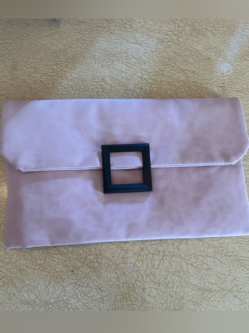 Pink Envelope Design Clutch/Wristlet with Black Square Buckle